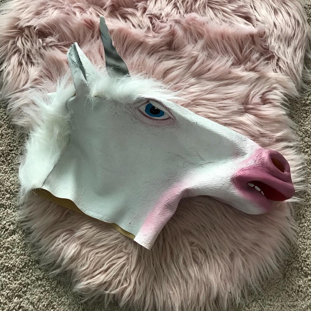 Rubber Unicorn Horse Head Mask